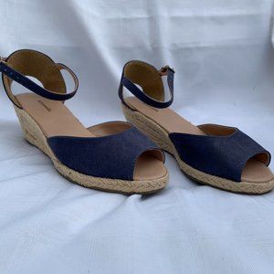 Antonella sz 6 Braided Jute Wedge 2.25" Heel Sandal with Adjust. ANkle Strap